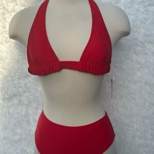 Red JFAN Halter Bikini Set size Small New